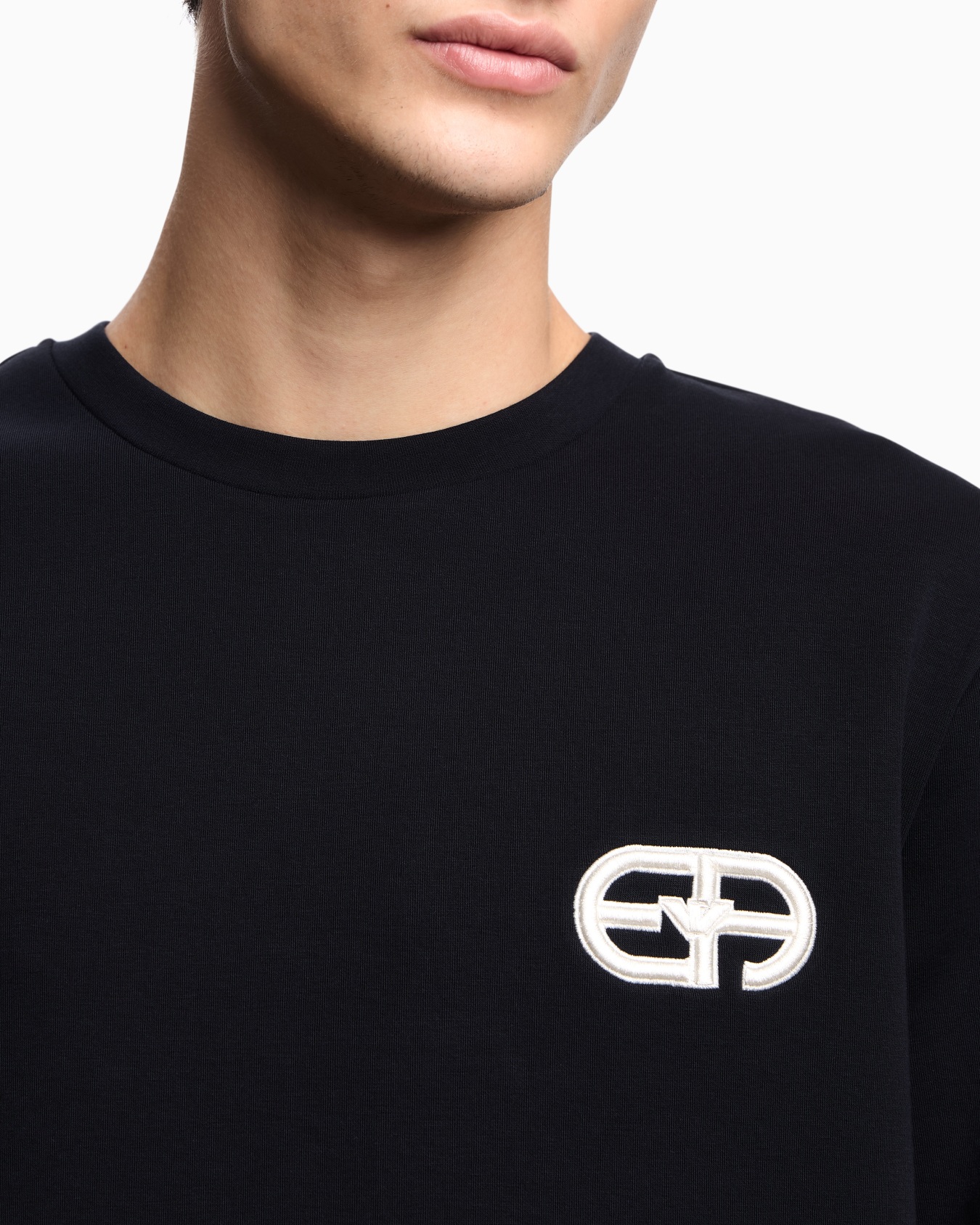 Double-jersey sweatshirt with embossed embroidered EA logo Slide 4