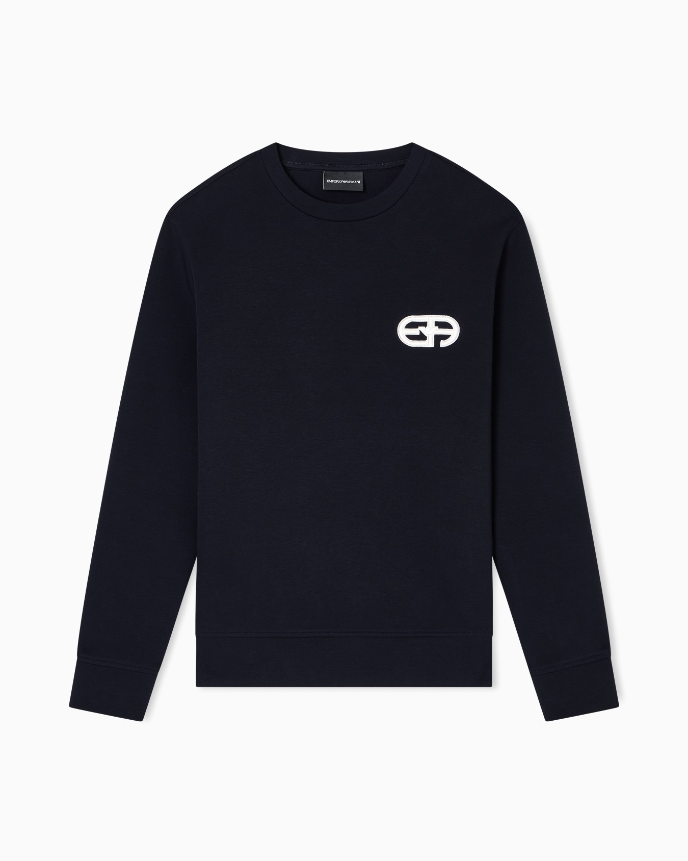 Double-jersey sweatshirt with embossed embroidered EA logo Slide 0
