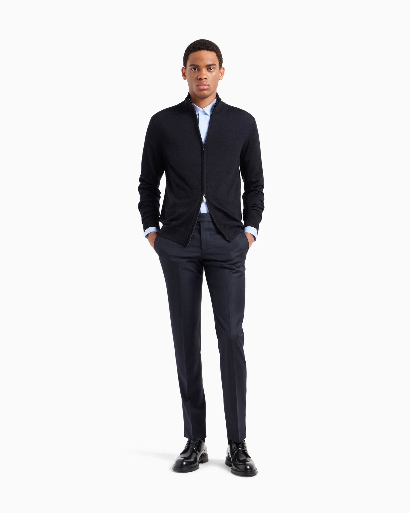 Virgin-wool full-zip cardigan Slide 1