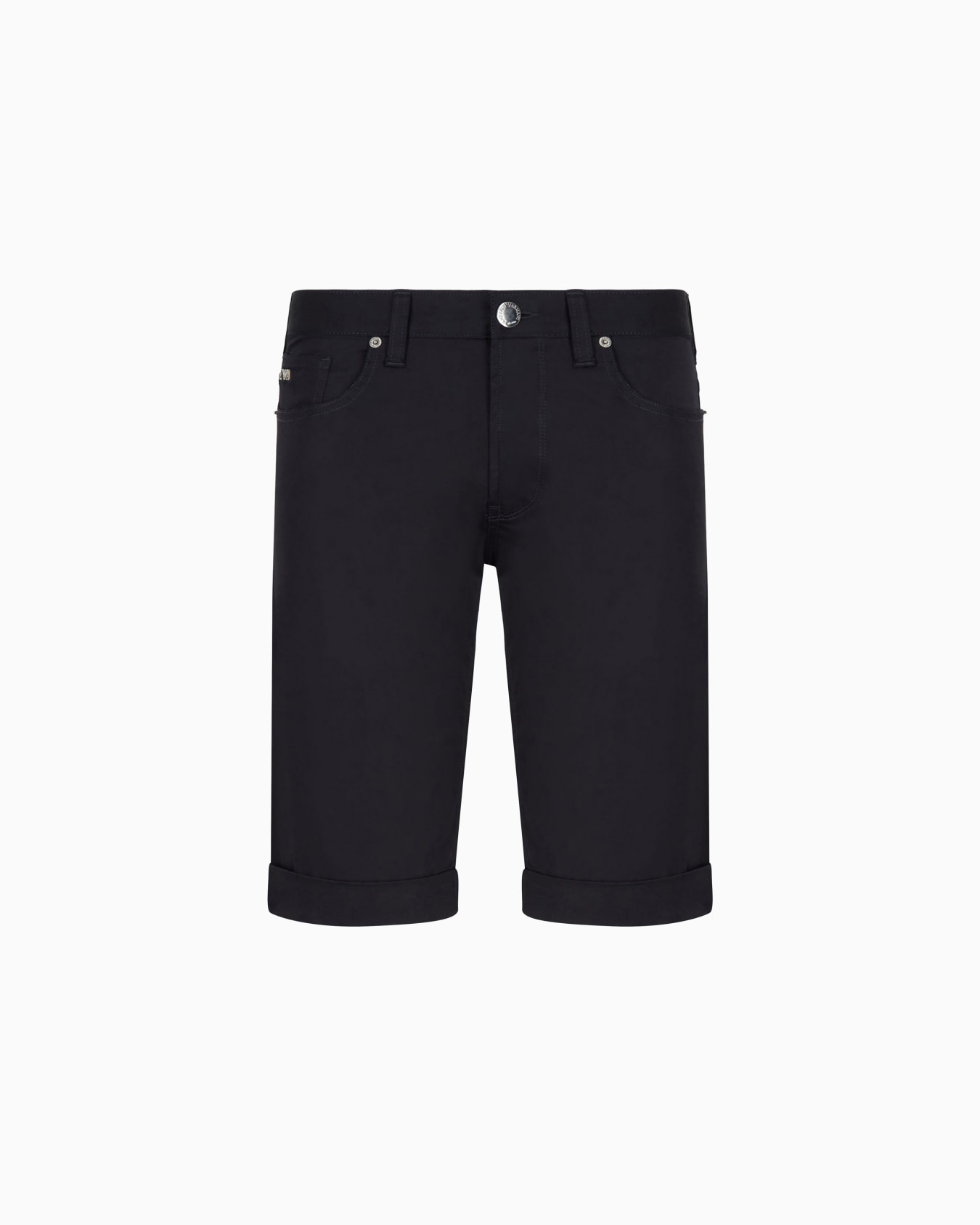 Lustrous comfort cotton board shorts with turned-up cuffs Slide 0