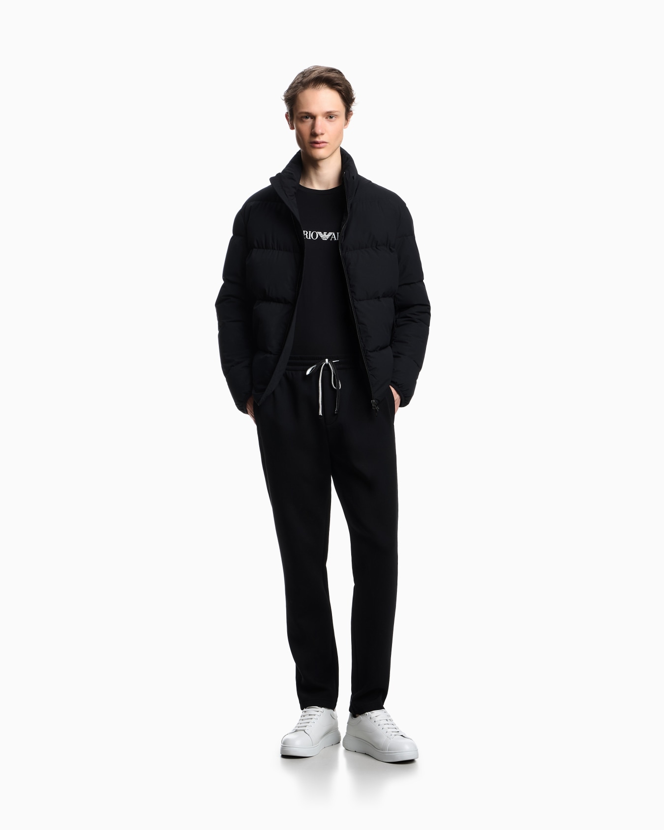Double-jersey joggers with eagle logo patch Slide 1