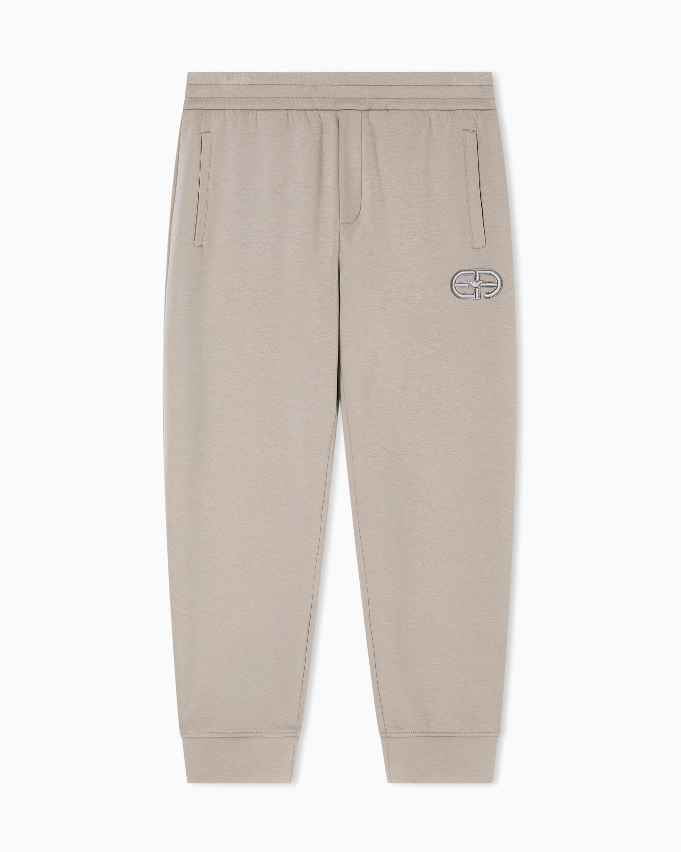 Double-jersey joggers with embossed embroidered EA logo Slide 0
