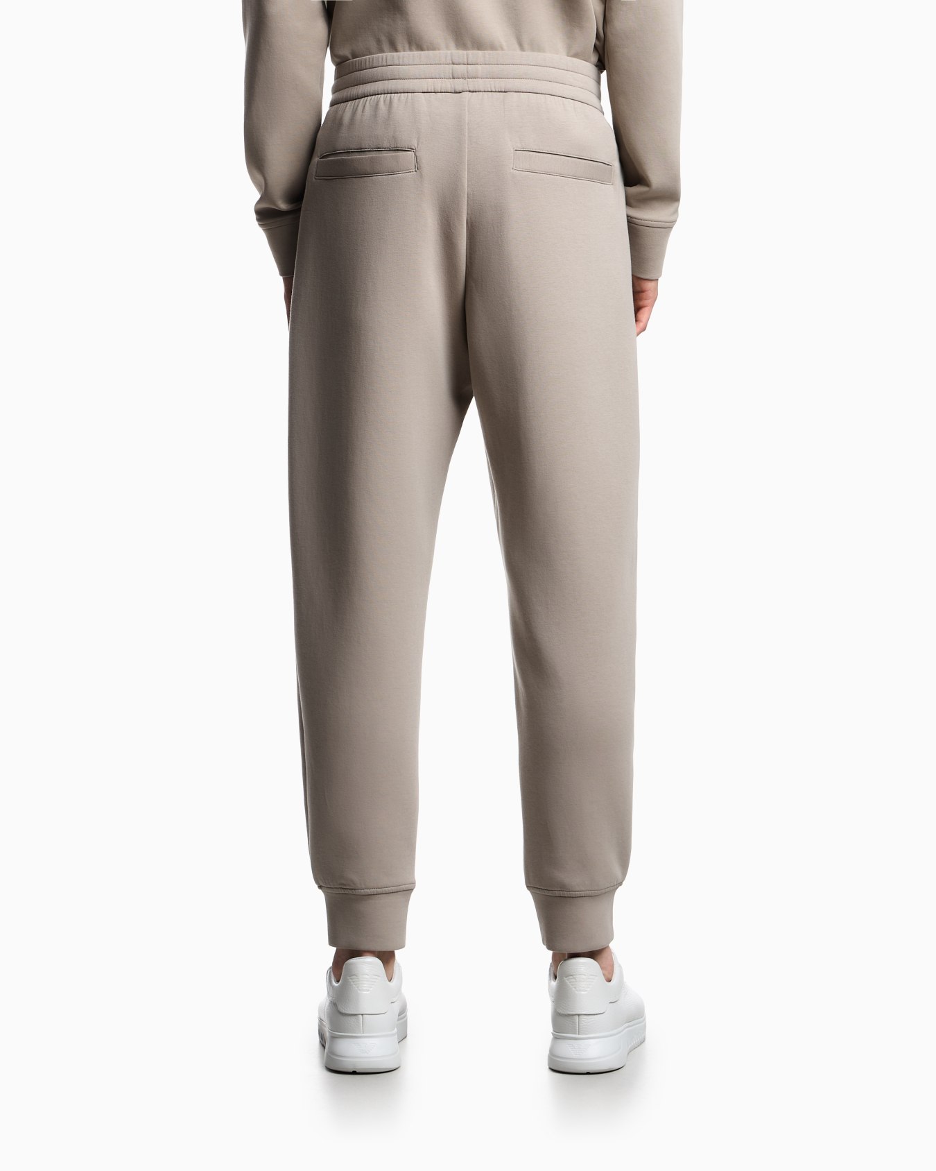 Double-jersey joggers with embossed embroidered EA logo Slide 2