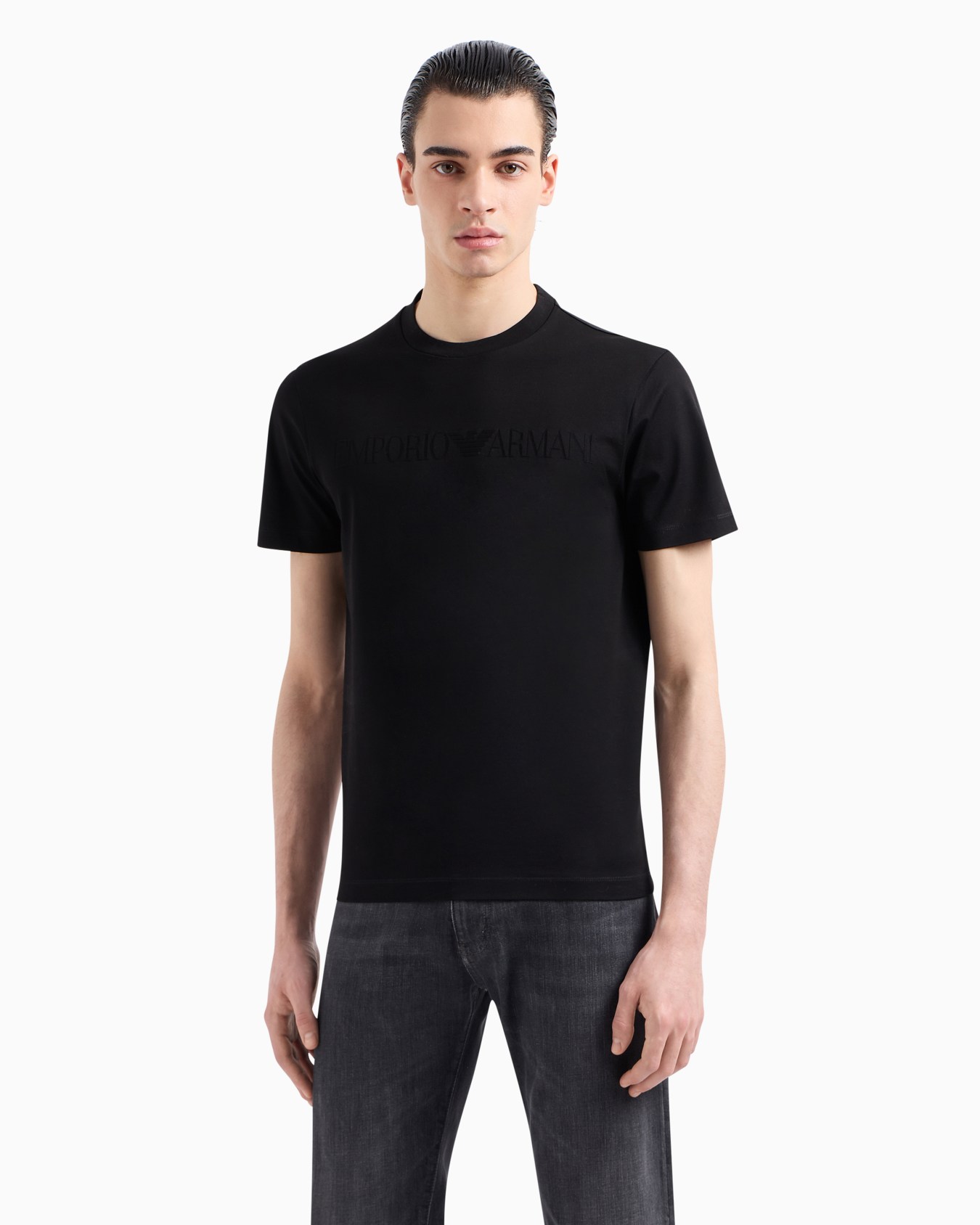 Jersey T-shirt with jacquard logo Slide 3