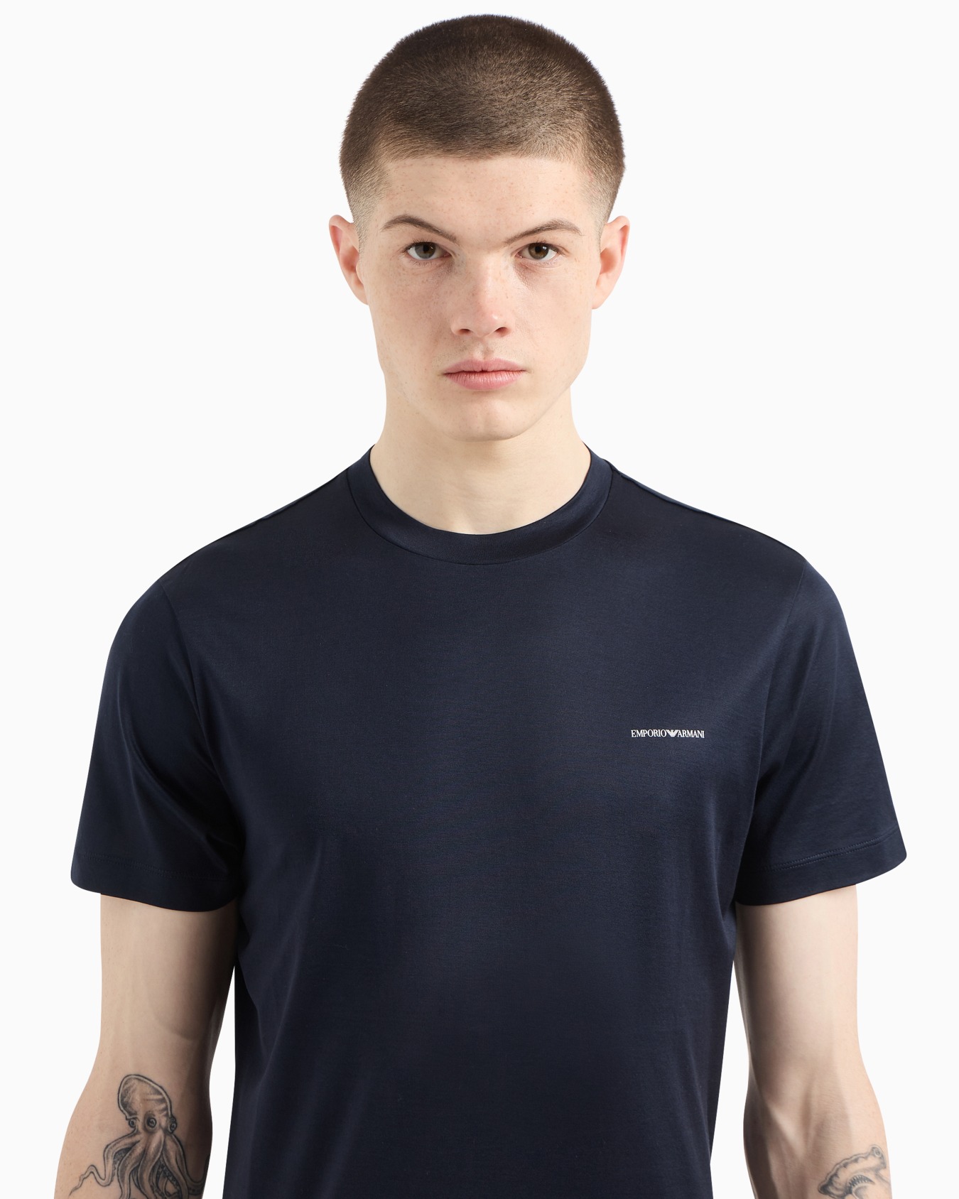 ASV Lyocell Blend Jersey T shirt With Micro Logo Lettering Emporio Armani