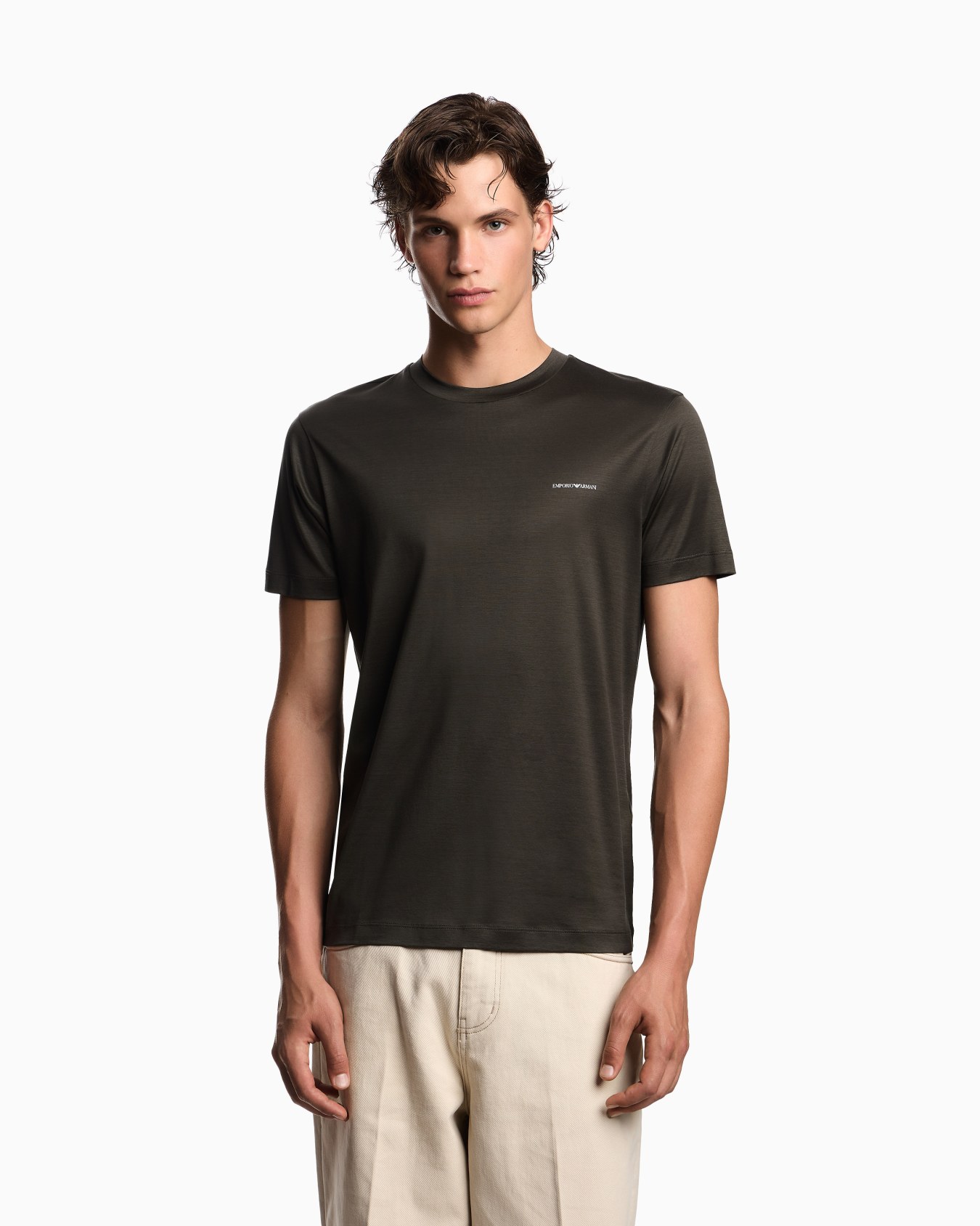 Camiseta de punto de mezcla de lyocell con micrologotipo con inscripción ASV Diapositiva 3