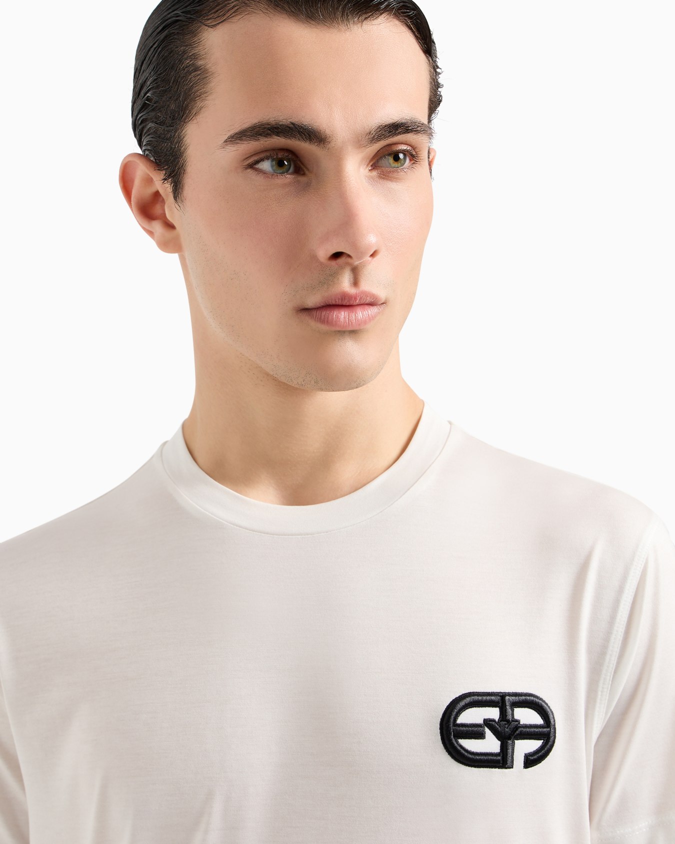  Lyocell-blend jersey T-shirt with embossed EA logo embroidery Slide 4