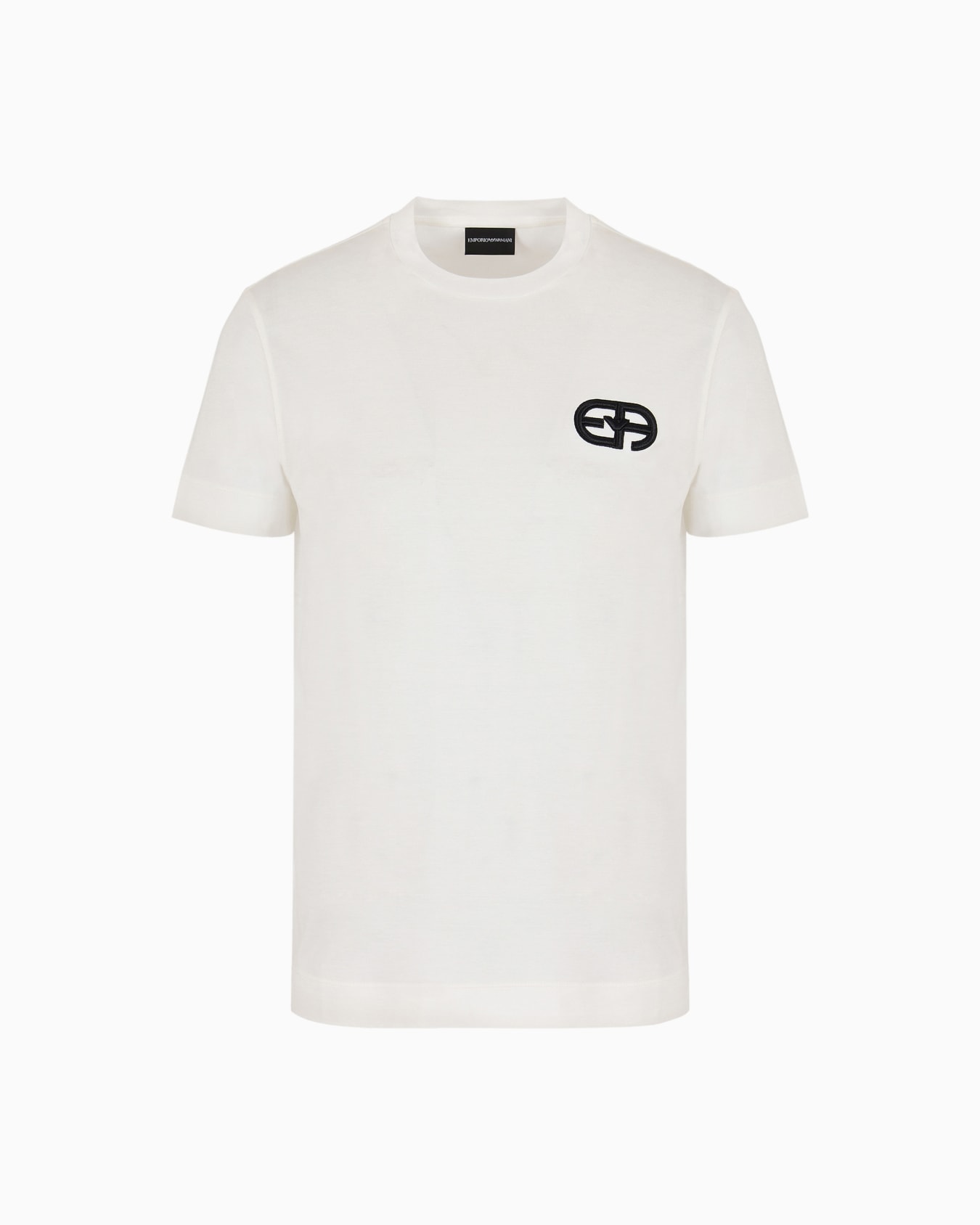  Lyocell-blend jersey T-shirt with embossed EA logo embroidery Slide 0