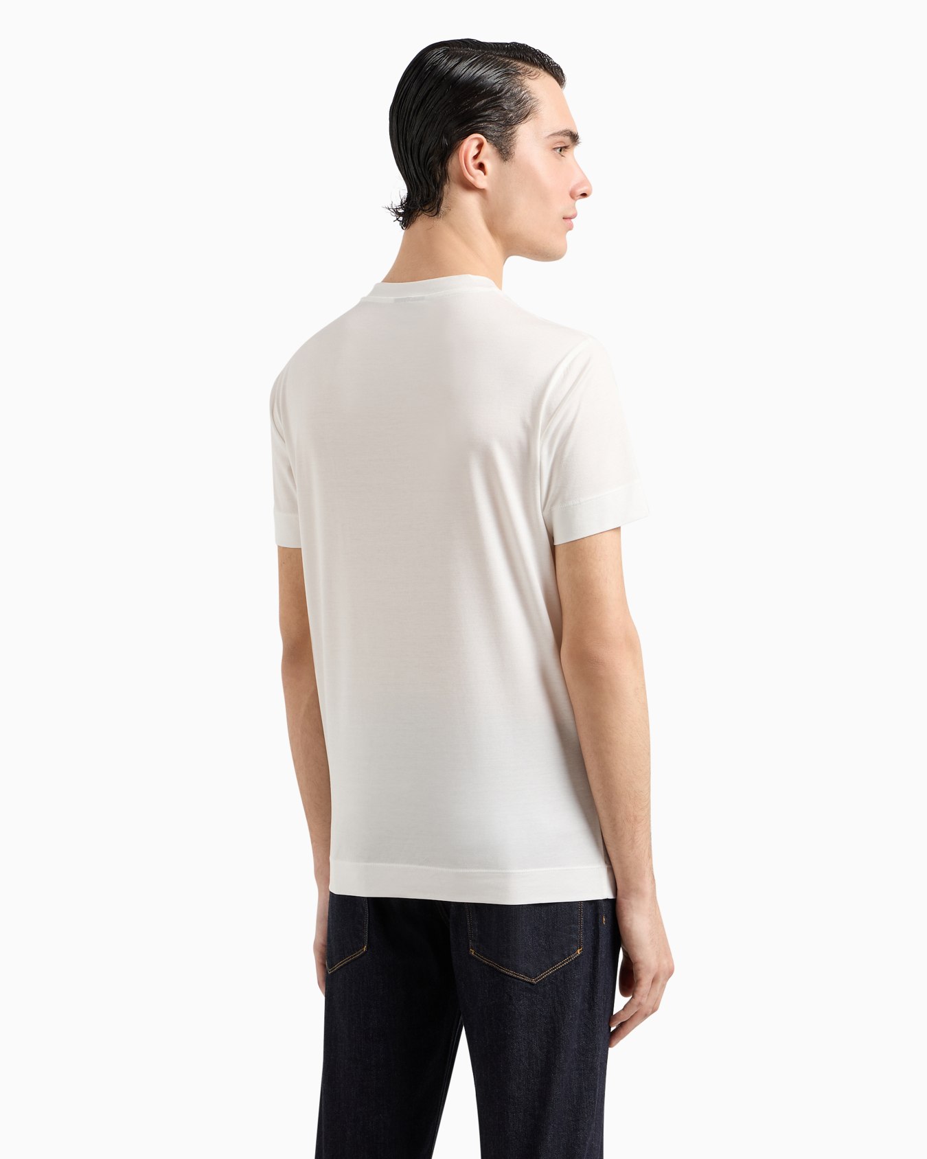  Lyocell-blend jersey T-shirt with embossed EA logo embroidery Slide 2