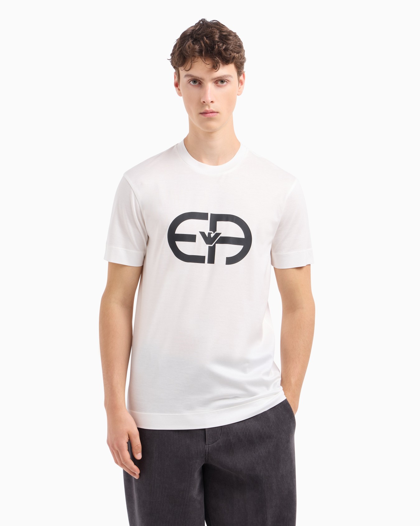 T-shirt en jersey mélange lyocell avec grand logo EA  Diapositive 3