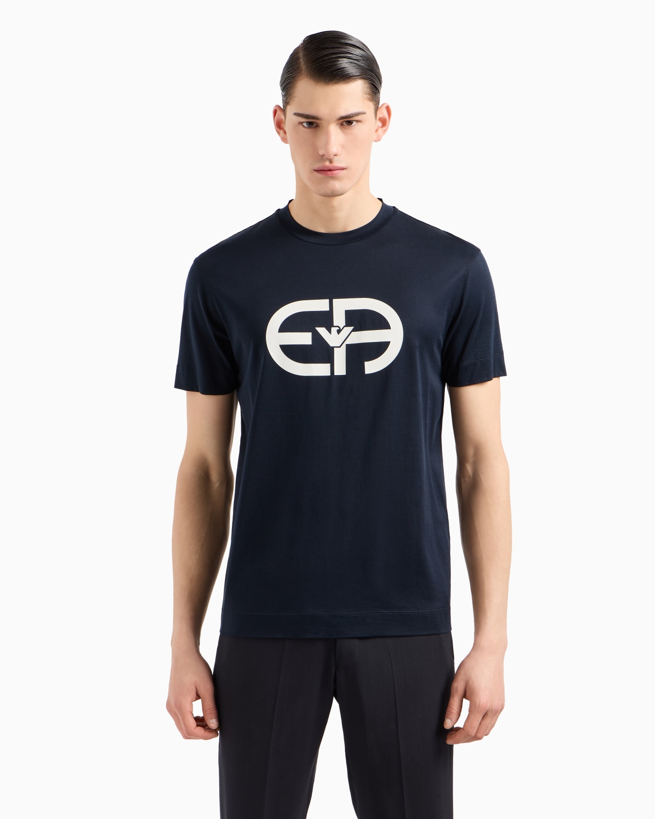 T-shirt en jersey mélange lyocell avec grand logo EA  Diapositive 3