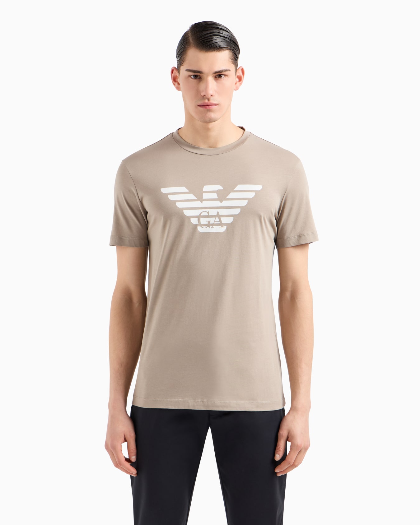 Pima-jersey T-shirt with logo print Slide 1