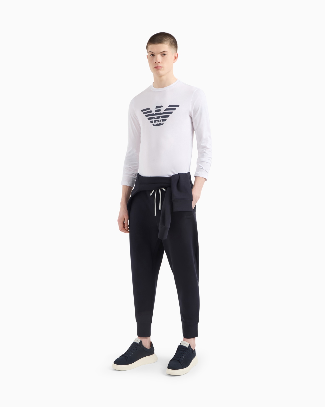Pima-jersey jumper with printed logo Slide 1