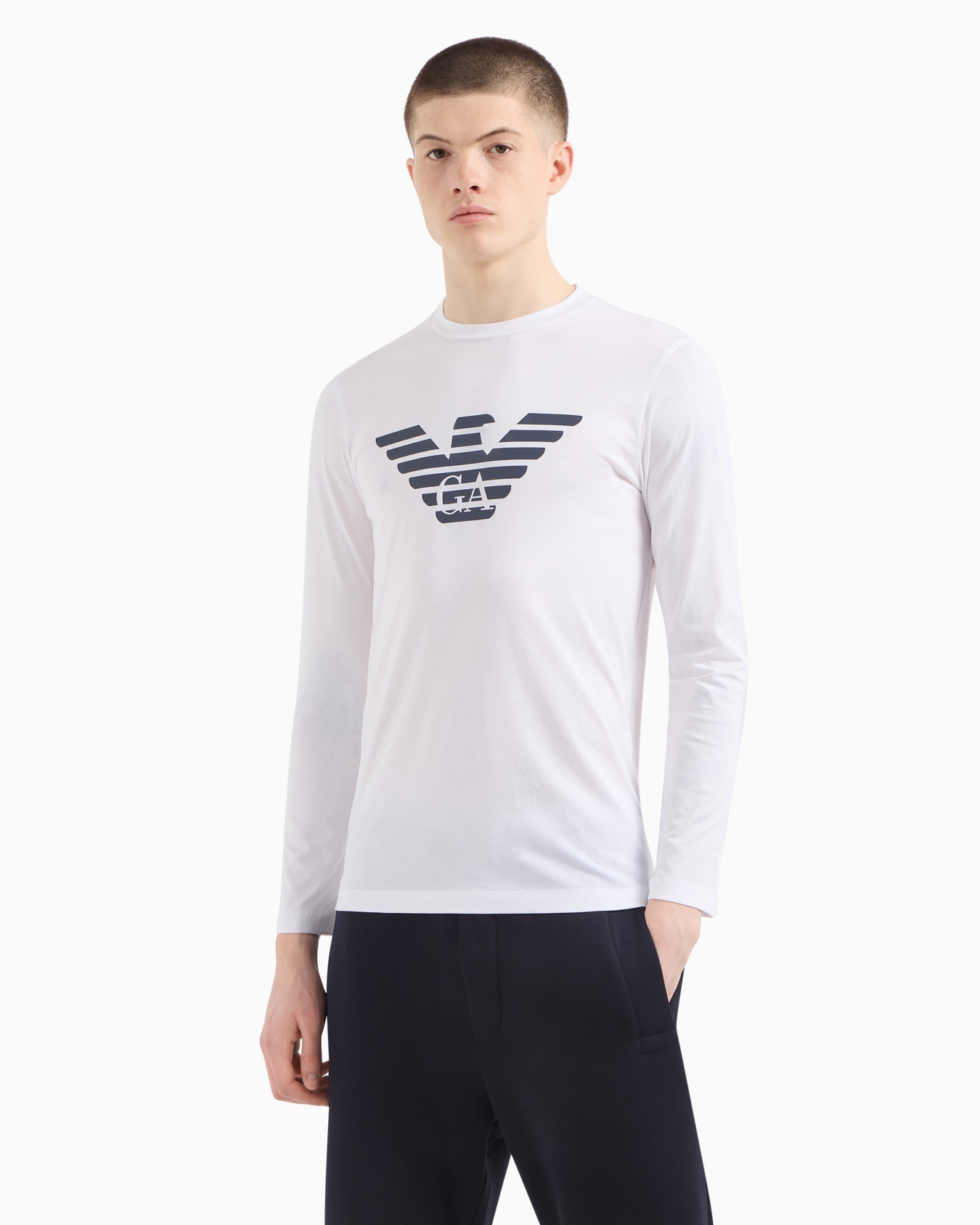 Pima-jersey jumper with printed logo Slide 3