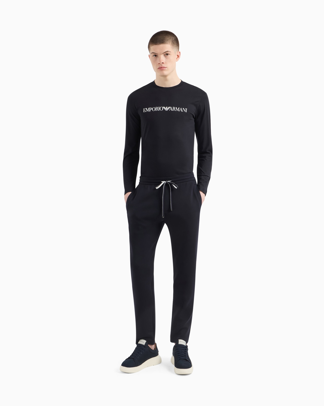 Pima-jersey jumper with printed logo Slide 1