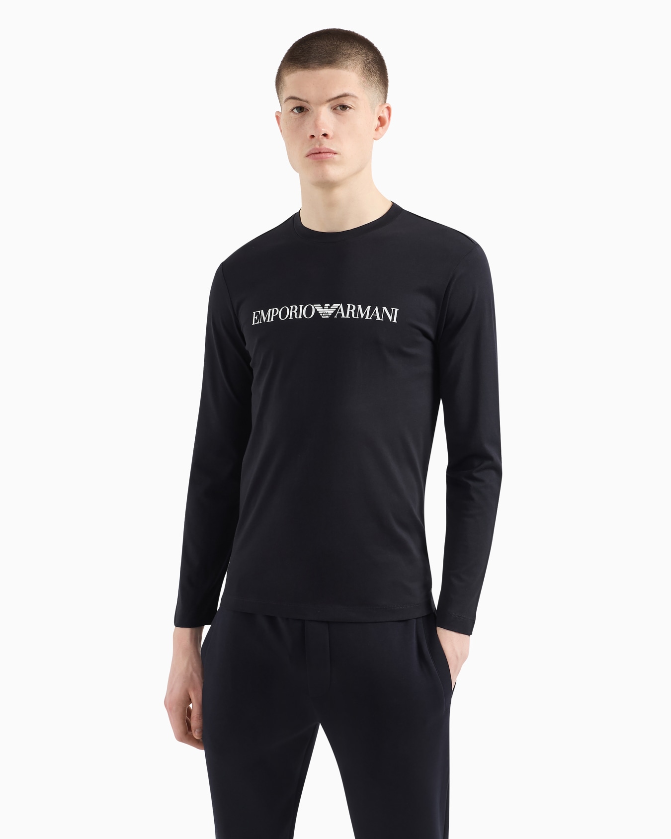 Pima-jersey jumper with printed logo Slide 3