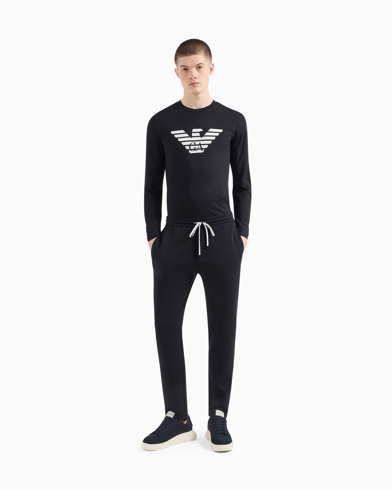 Pima-jersey jumper with printed logo Slide 1