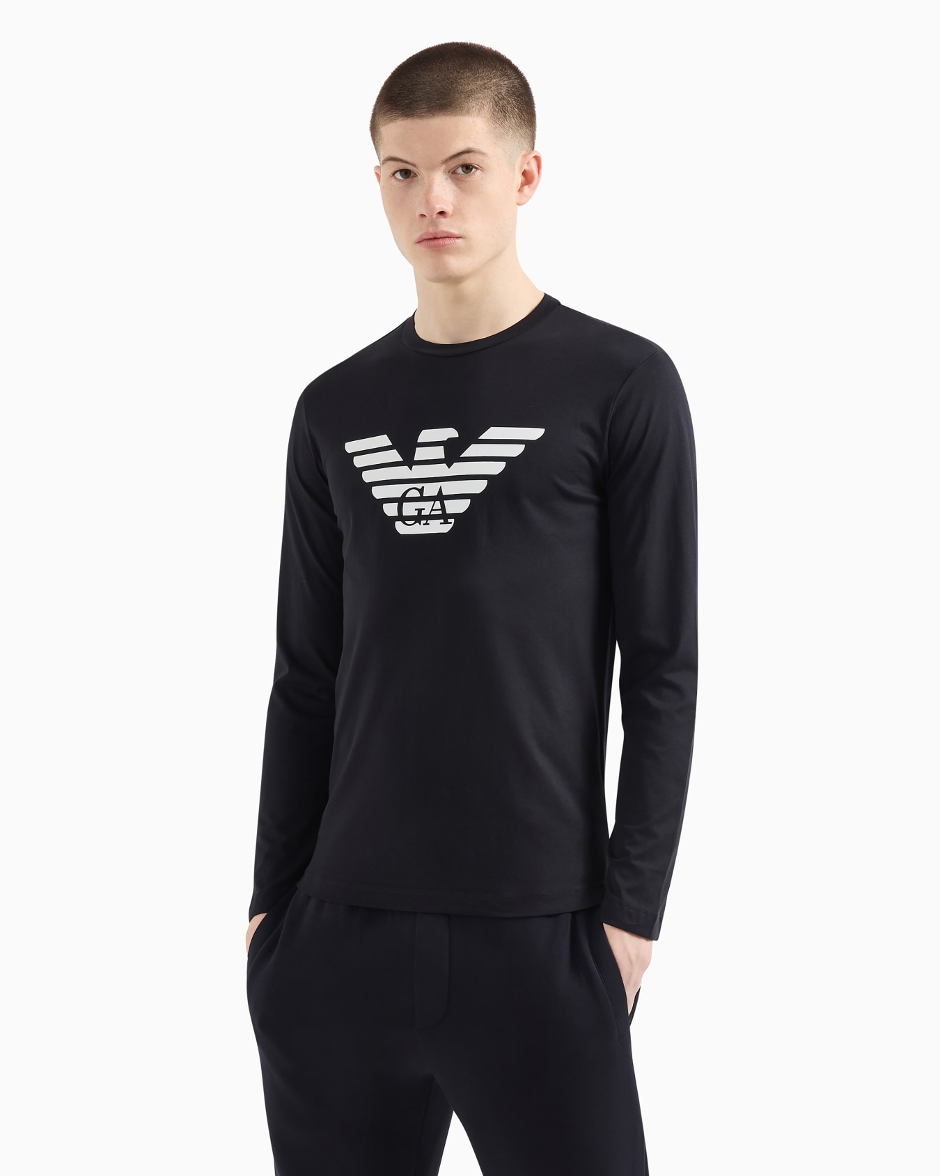 Pima-jersey jumper with printed logo Slide 3