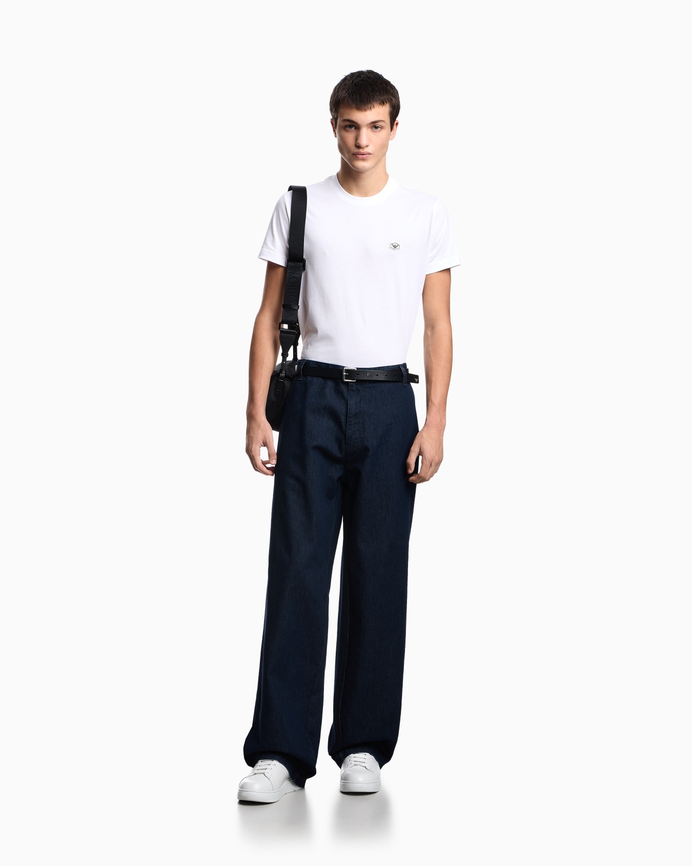 Supima jersey T-shirt with micro logo patch Slide 1