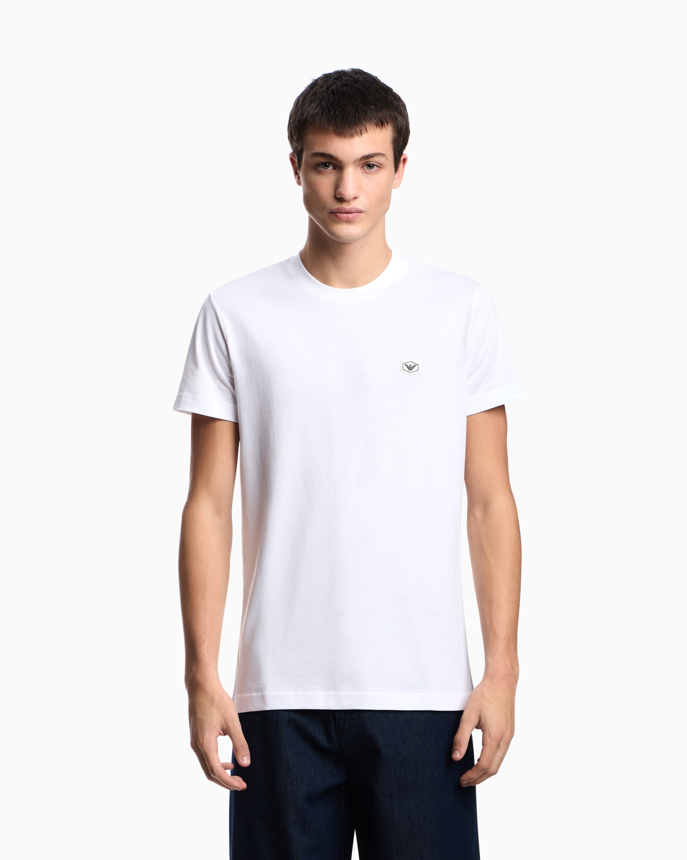 Supima jersey T-shirt with micro logo patch Slide 3
