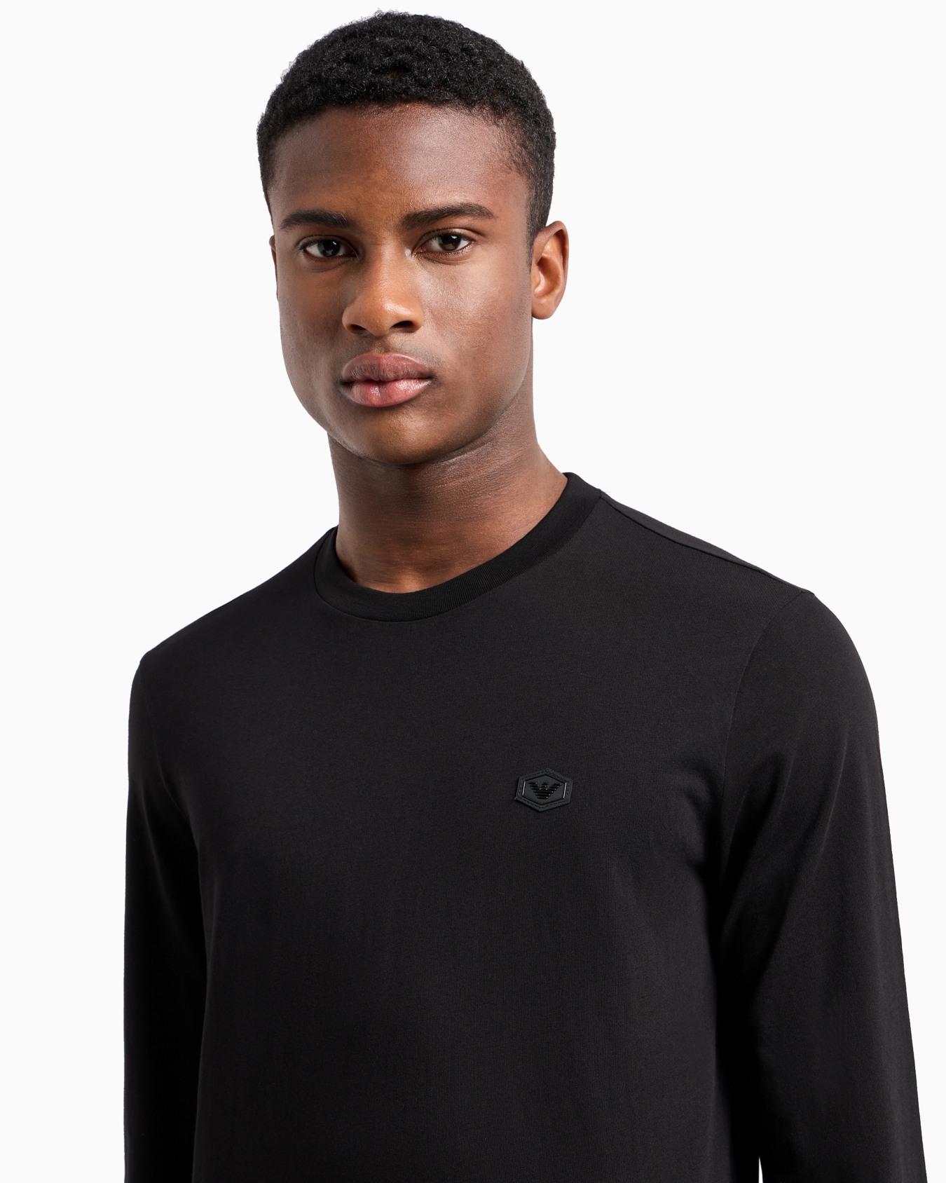 Supima jersey jumper with micro logo patch Slide 4