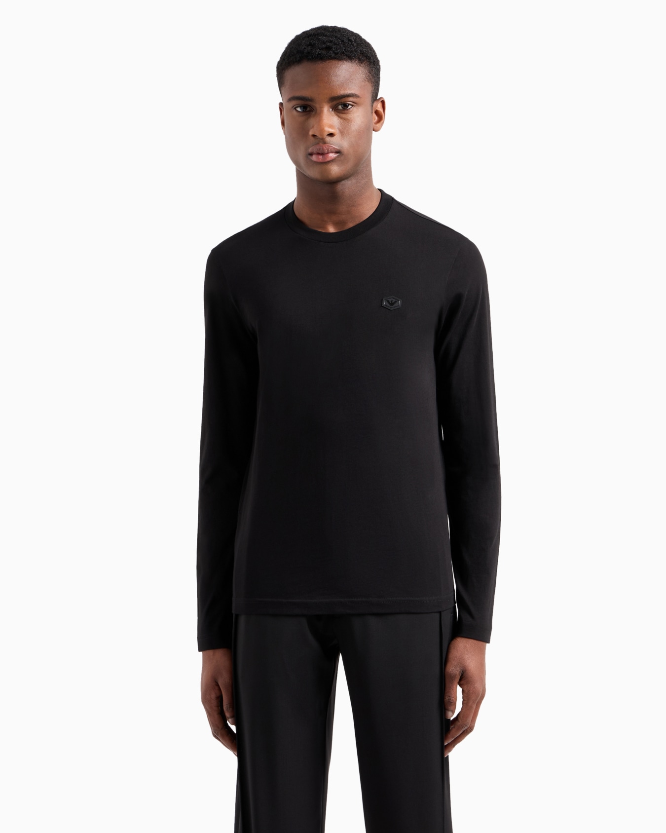 Supima jersey jumper with micro logo patch Slide 1