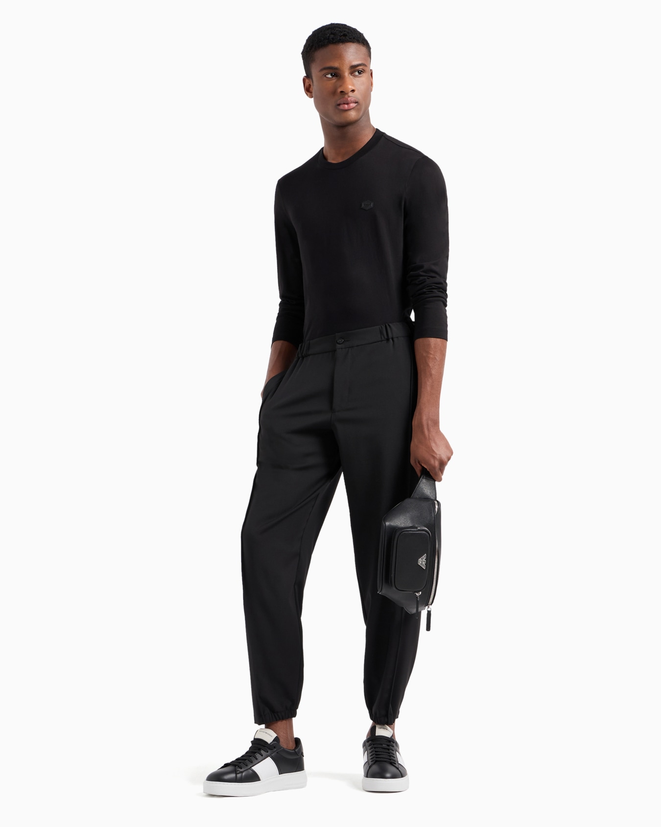 Supima jersey jumper with micro logo patch Slide 3