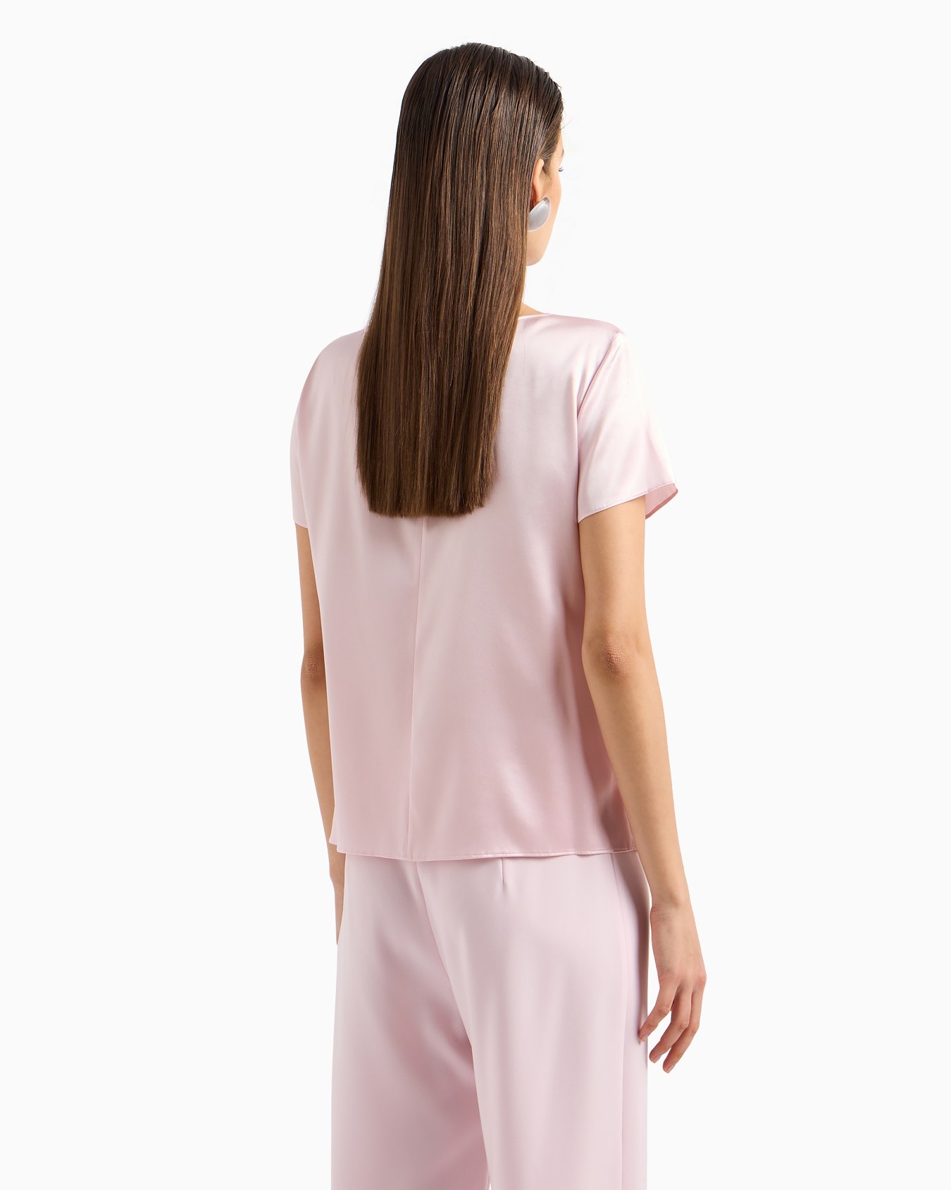 Blouse à manches courtes en satin de soie Diapositive 2