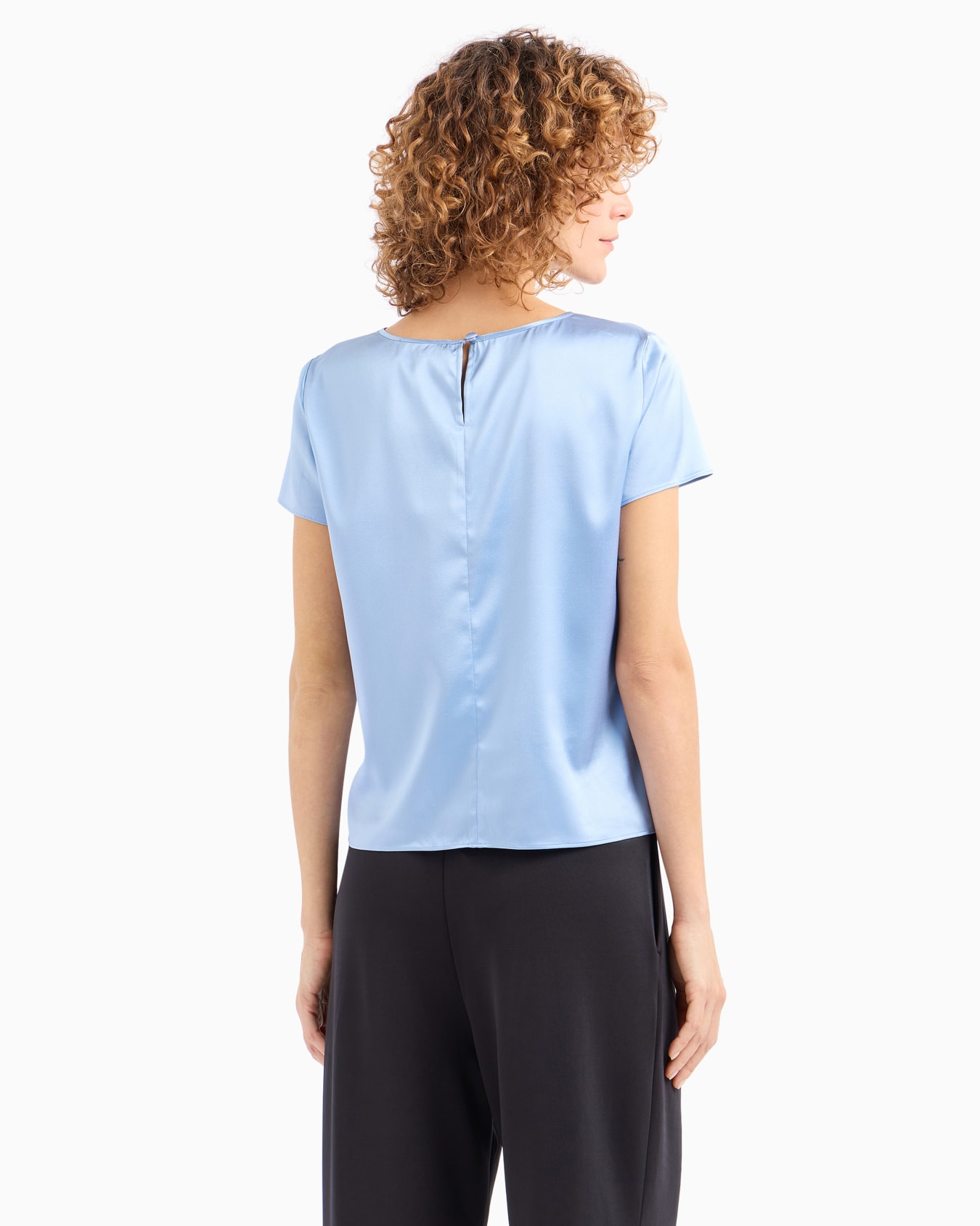 Short-sleeved silk satin blouse Slide 3