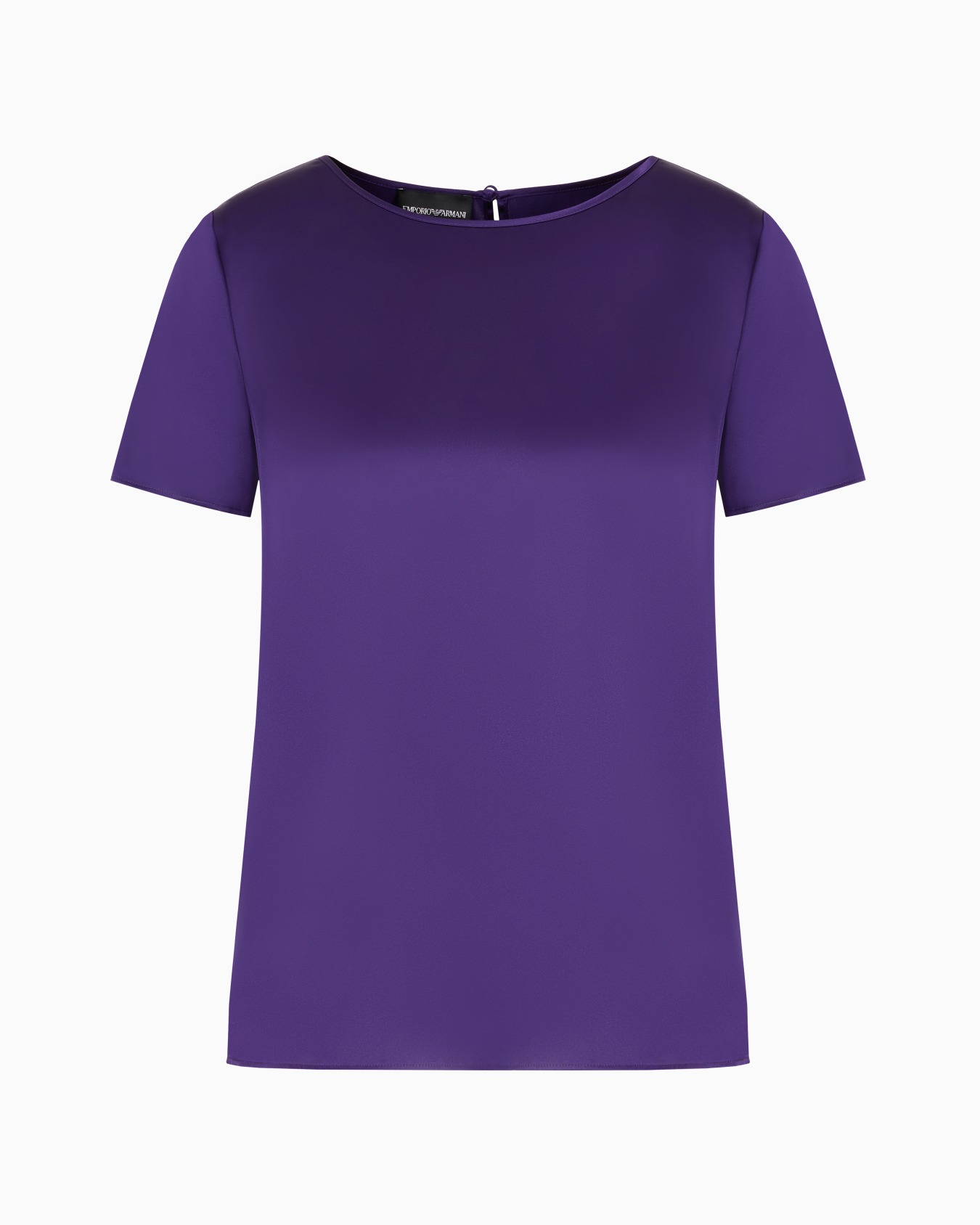 Short-sleeved silk satin blouse Slide 0