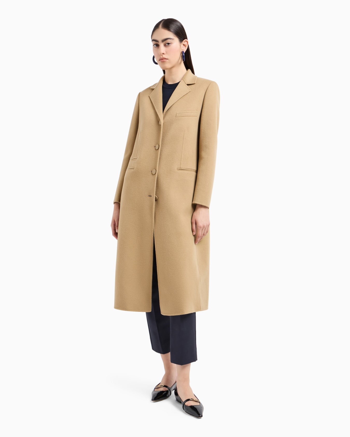 Pure cashmere, lapelled coat Slide 1