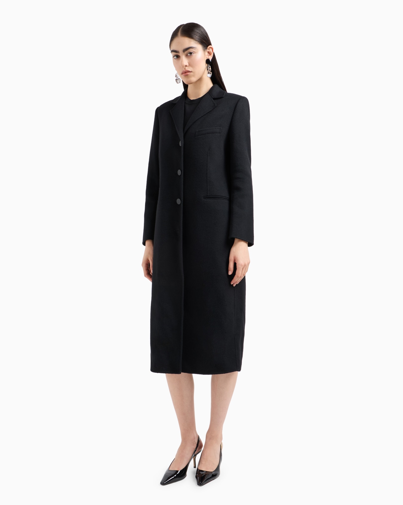 Manteau avec revers en pur cachemire Diapositive 1