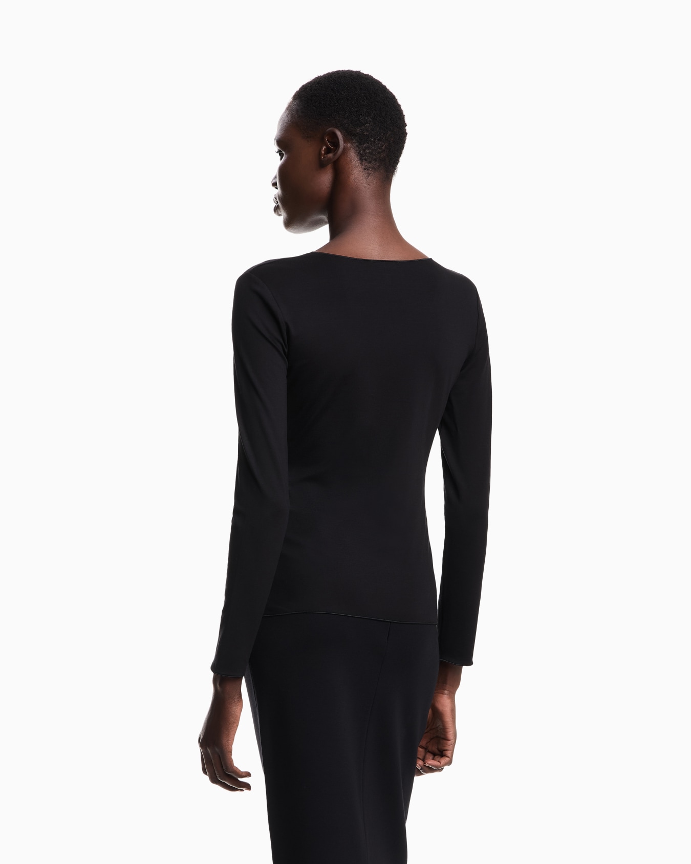 Jersey de punto elástico con escote de pico Diapositiva 2