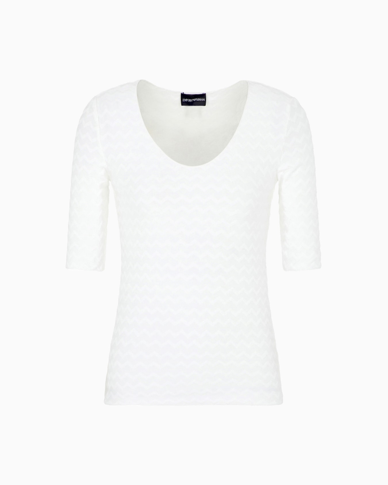 Two-way stretch jacquard motif nylon-jersey V-neck jumper Slide 0