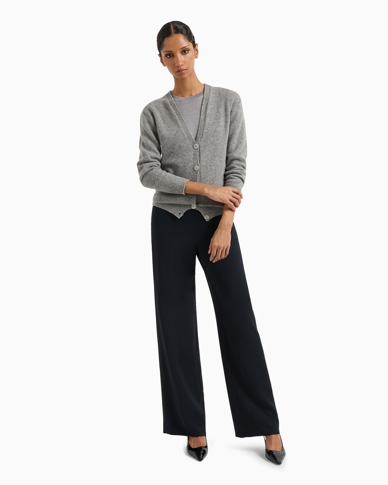 Pure cashmere cardigan with plunging V-neck Slide 3