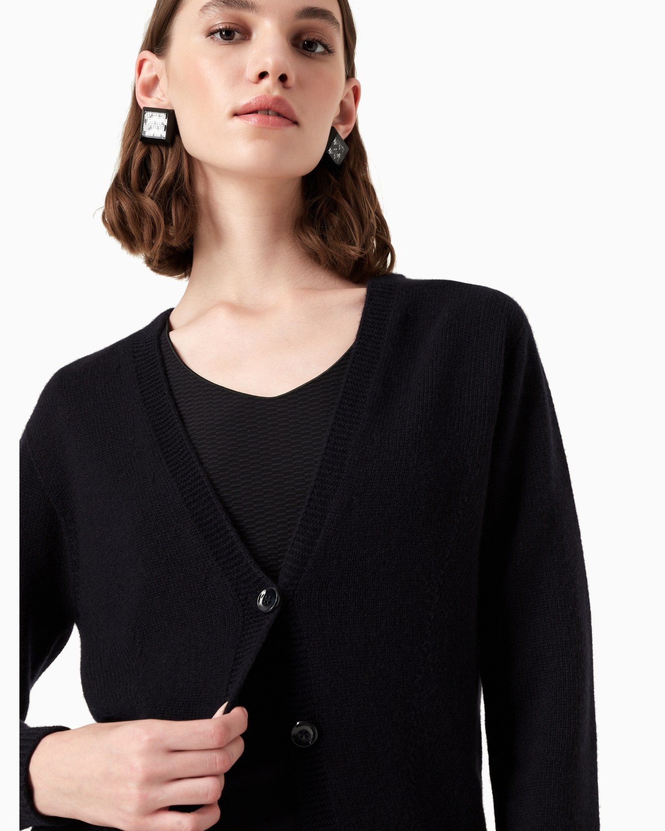 Cardigan avec encolure en V profonde en pur cachemire Diapositive 5