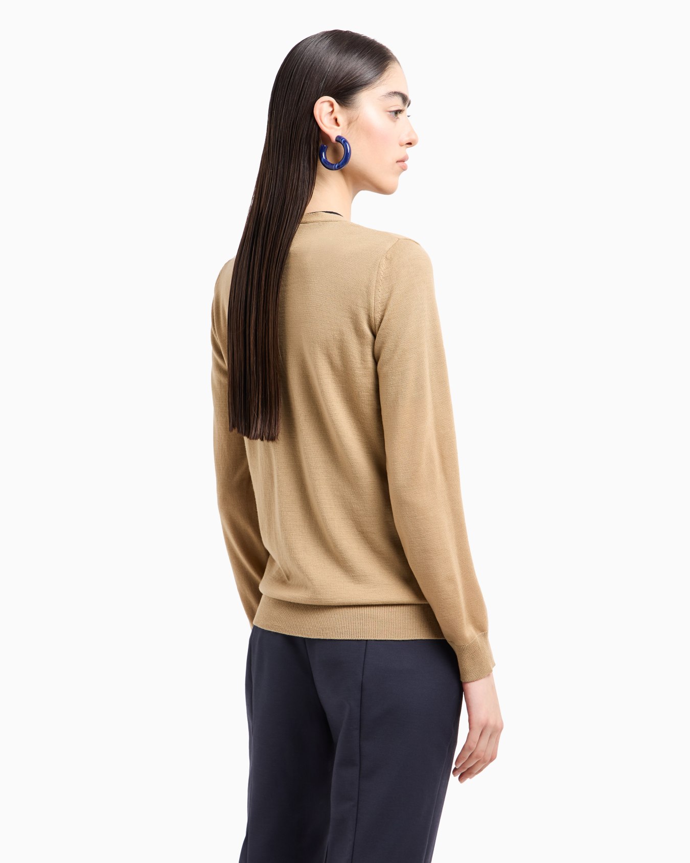 Plain knit pure virgin wool cardigan Slide 2
