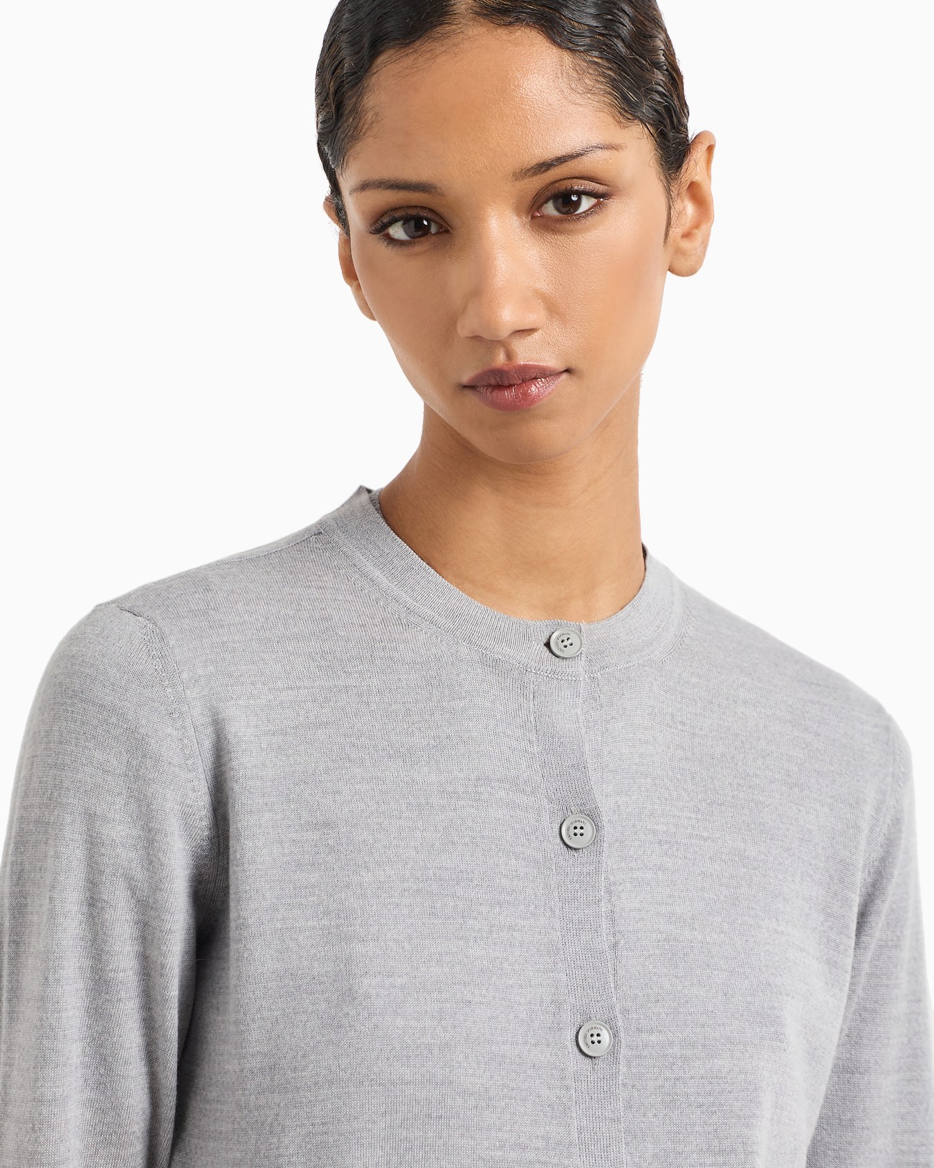 Cardigan in plain-knit, pure virgin wool Slide 4