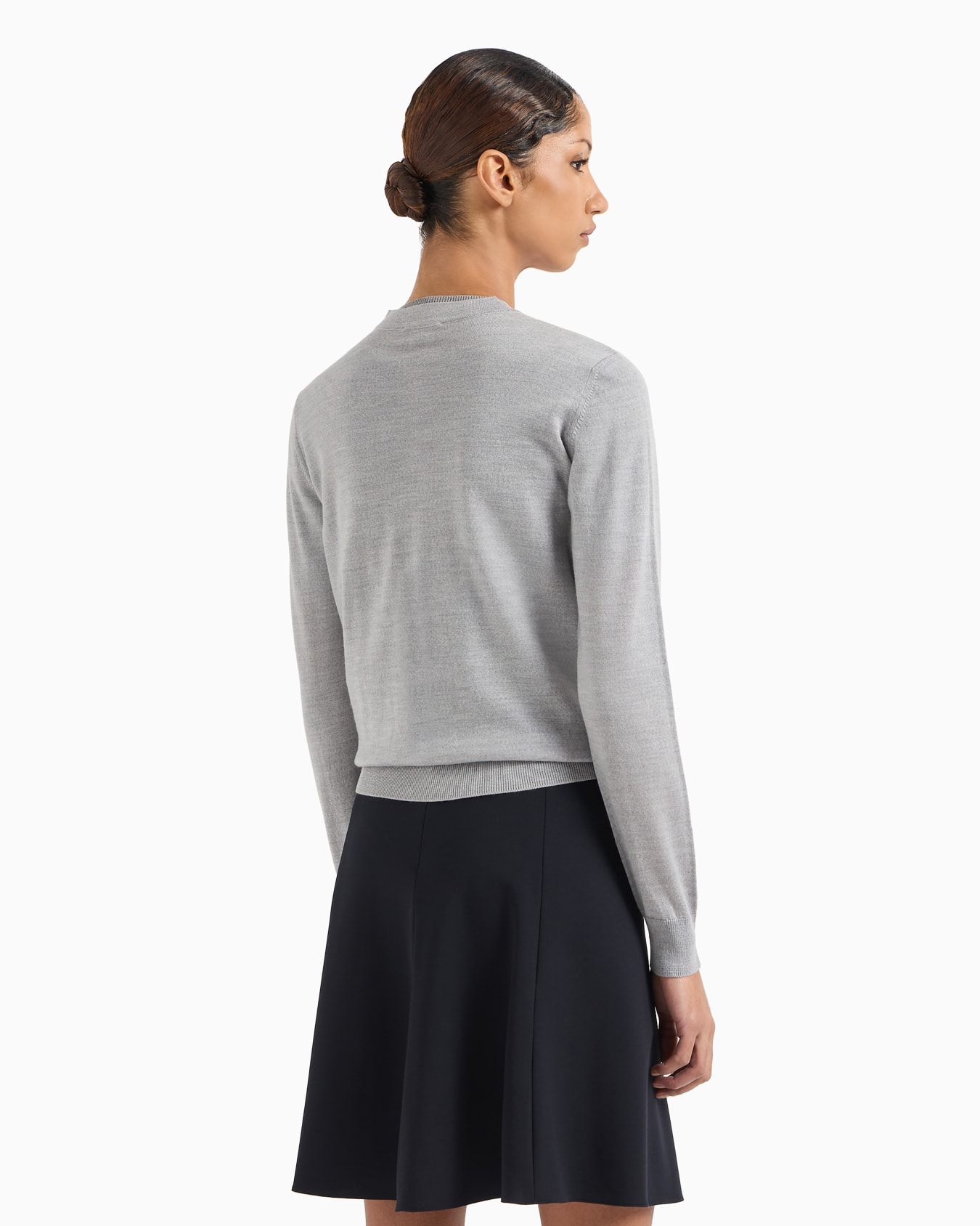 Cardigan in plain-knit, pure virgin wool Slide 2
