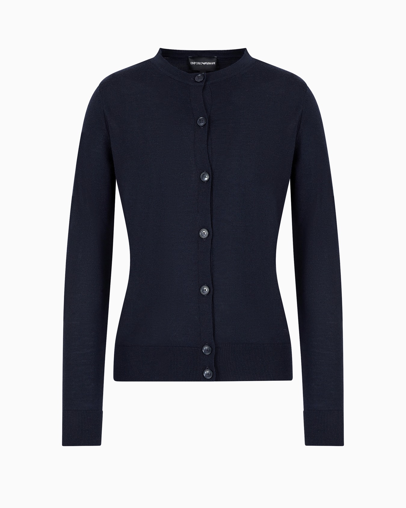 Cardigan in plain-knit, pure virgin wool Slide 0