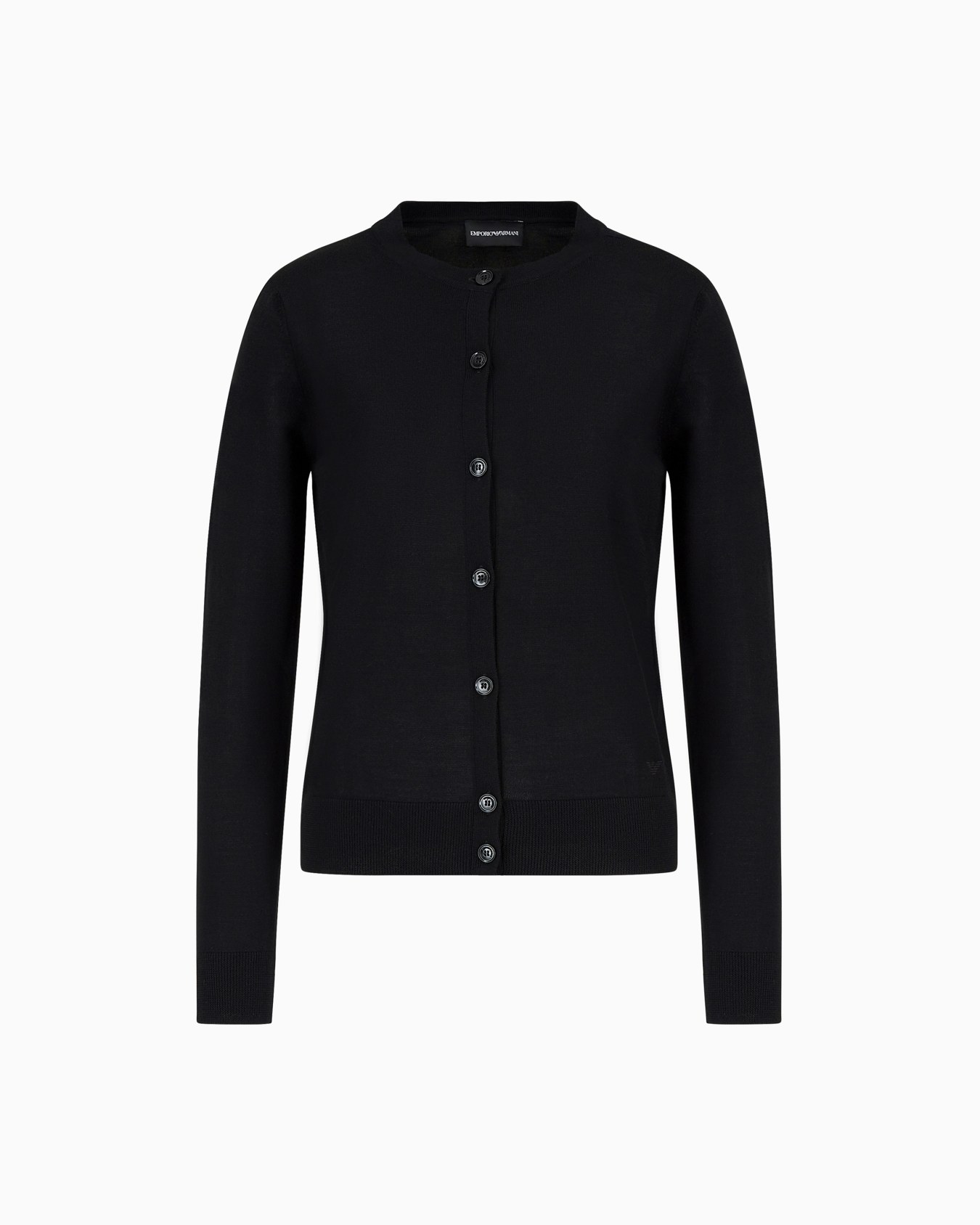 Cardigan in plain-knit, pure virgin wool Slide 0