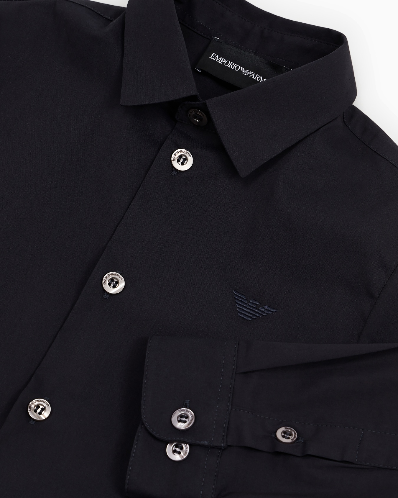 Poplin shirt with monochromatic eagle embroidery Slide 1