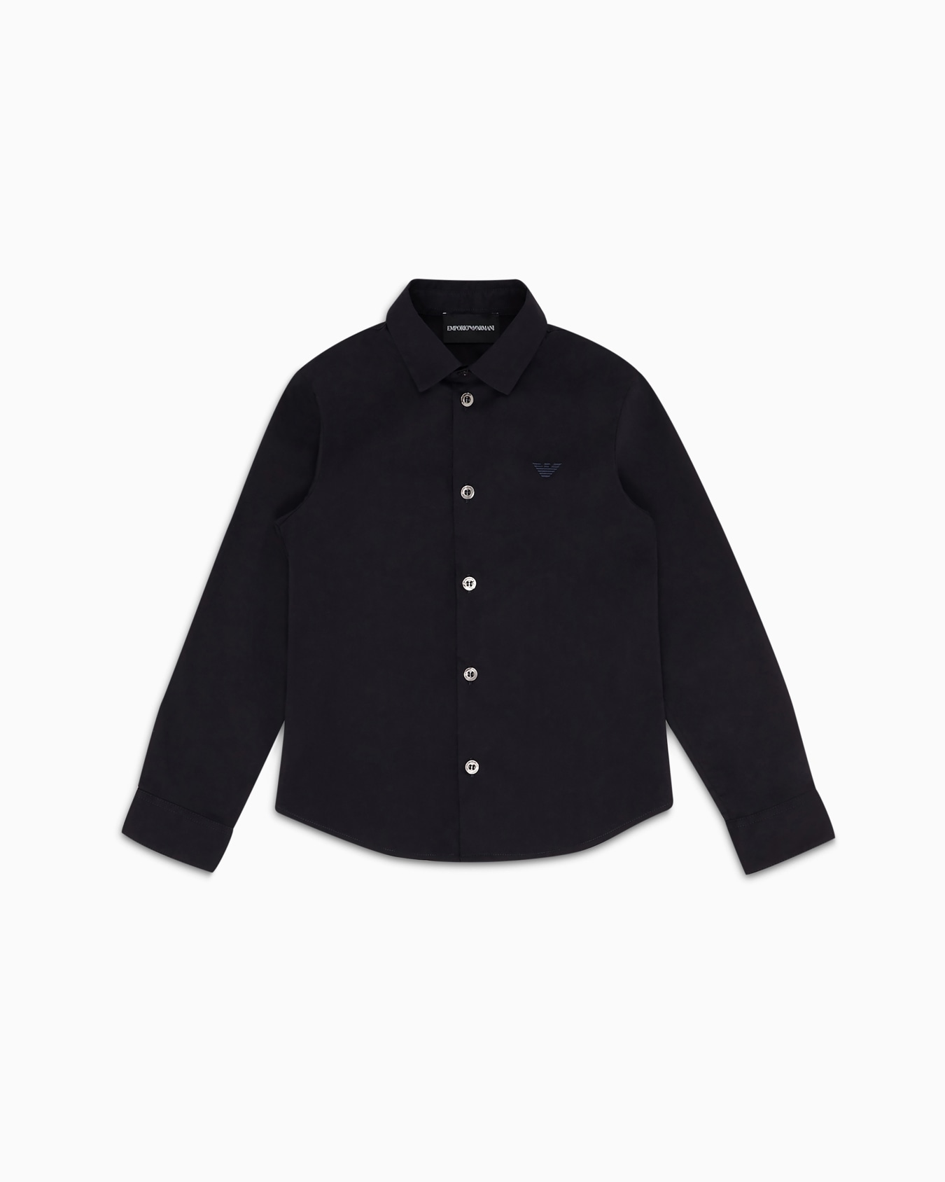 Poplin shirt with monochromatic eagle embroidery Slide 0