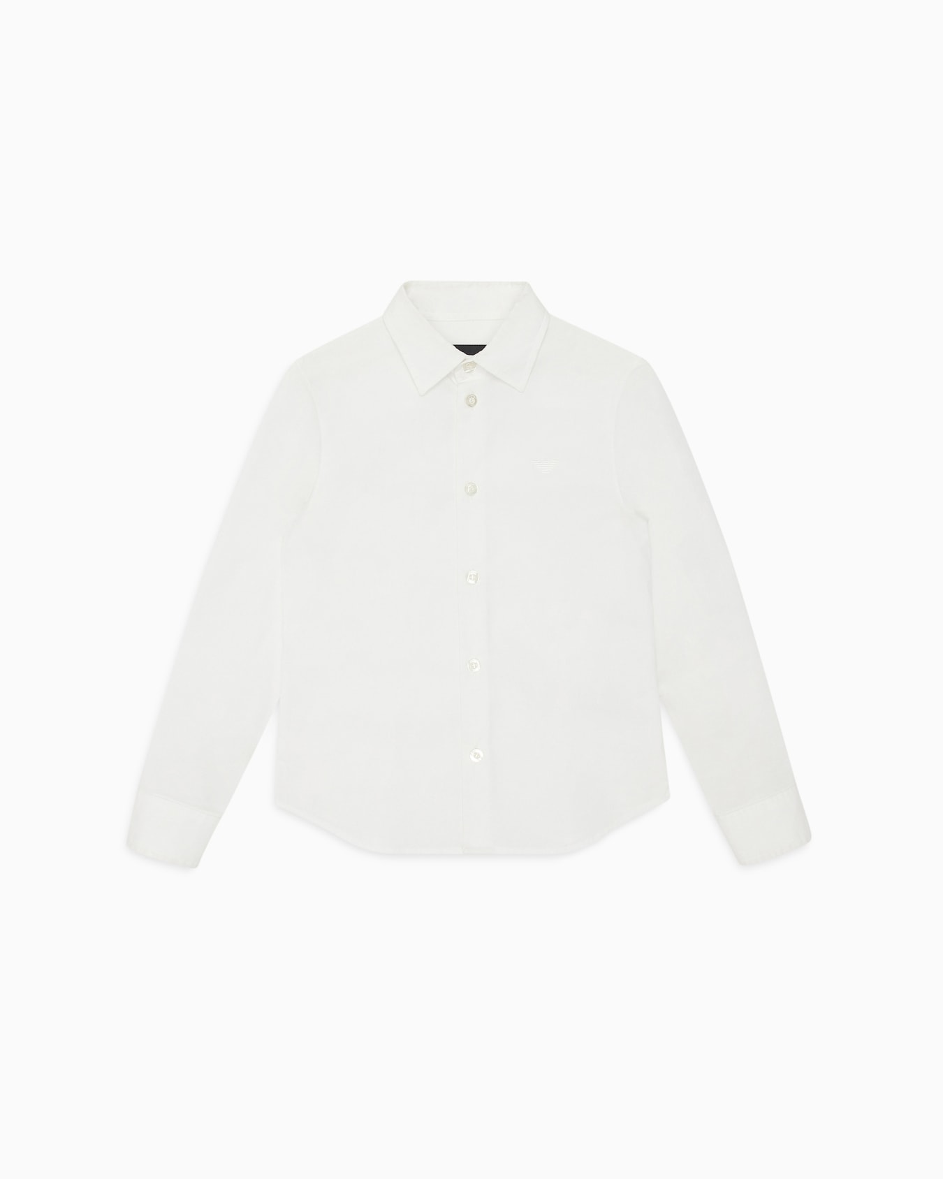 Poplin shirt with monochromatic eagle embroidery Slide 0