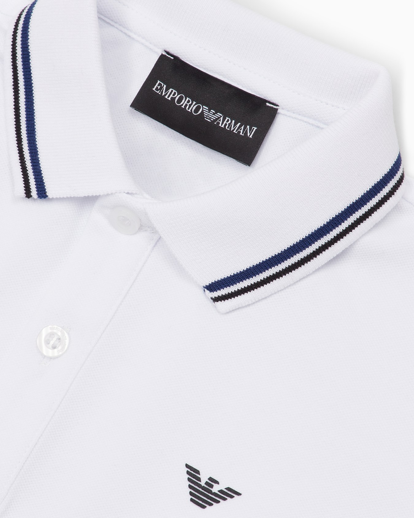 Stretch piqué polo shirt with striped trim Slide 1