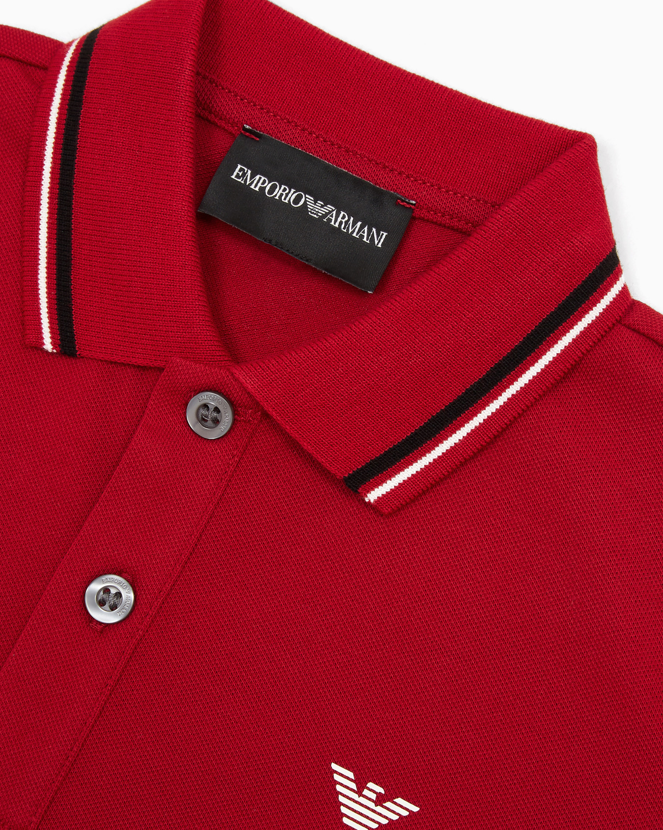 Stretch piqué polo shirt with striped trim Slide 1