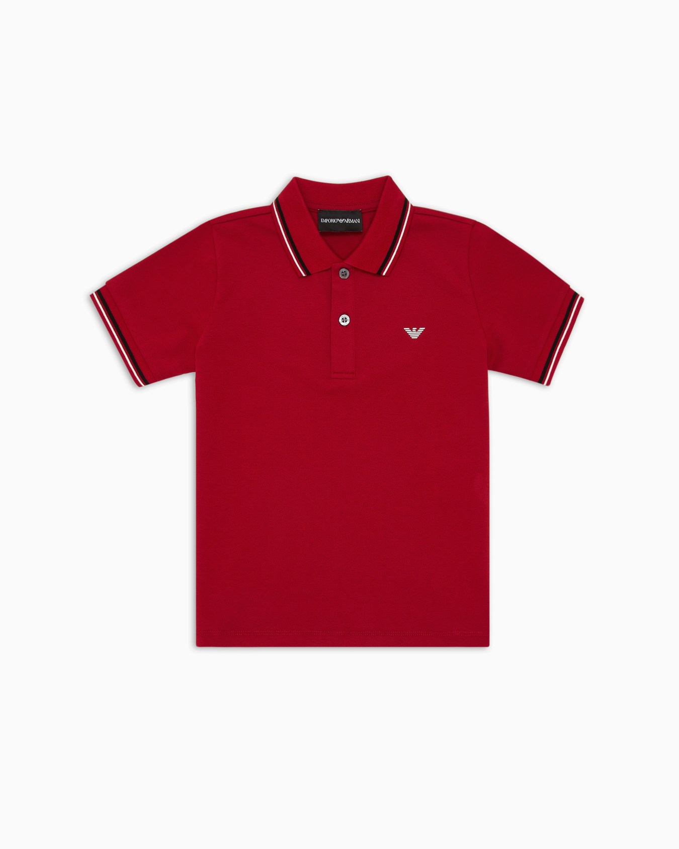 Stretch piqué polo shirt with striped trim Slide 0