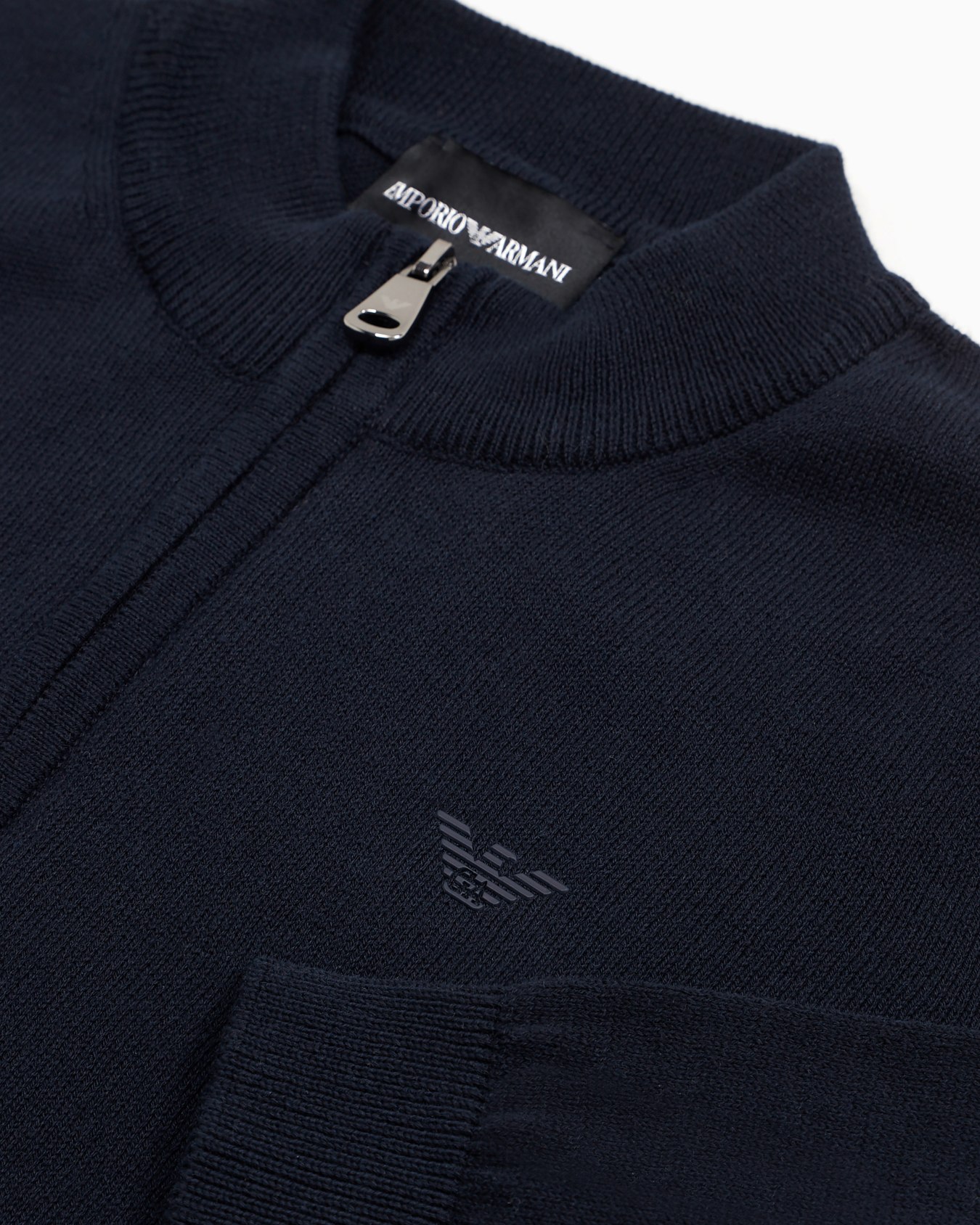 Cardigan à fermeture zippée pleine longueur en coton au point de blé Diapositive 1