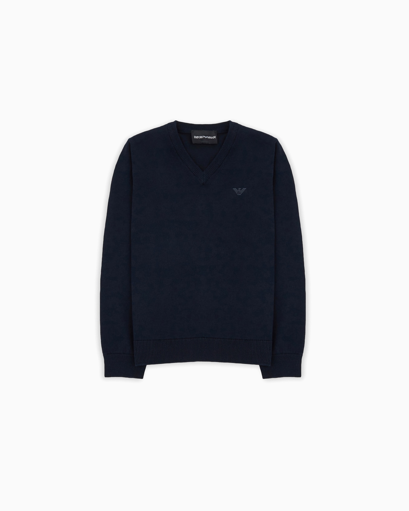 Cob-stitch cotton V-neck jumper Slide 0