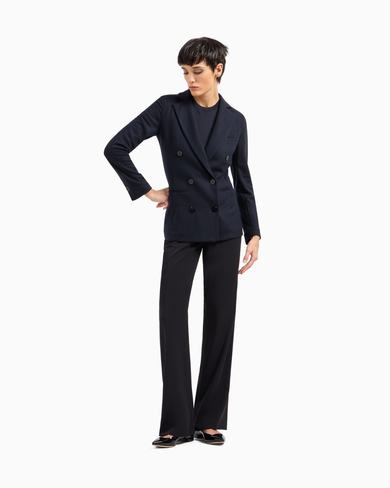Pure cashmere jersey double-breasted jacket Slide 1